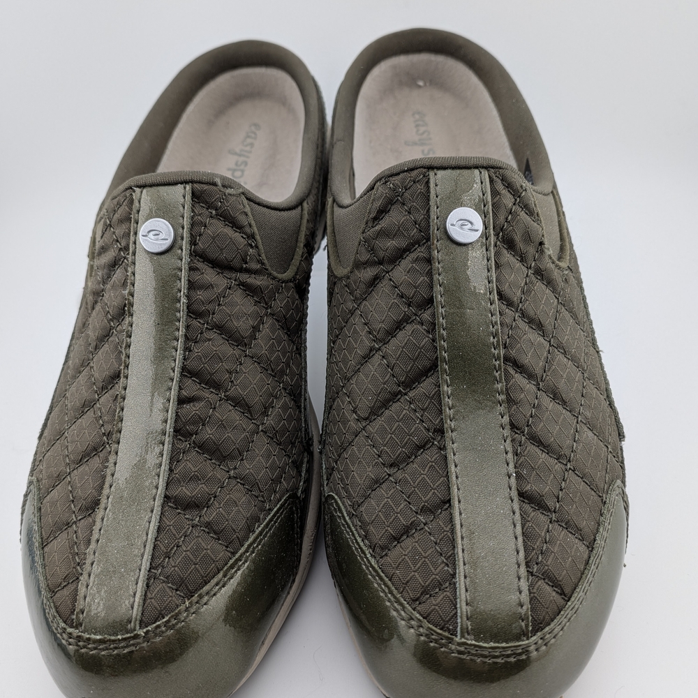 Easy Spirit Women's Quilted Slip-On Mules in Olive Green